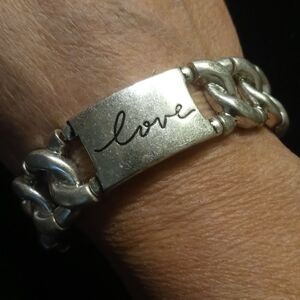 1 Corinthians 13:13 expandable unisex XL size 9 silver wash curb chain links